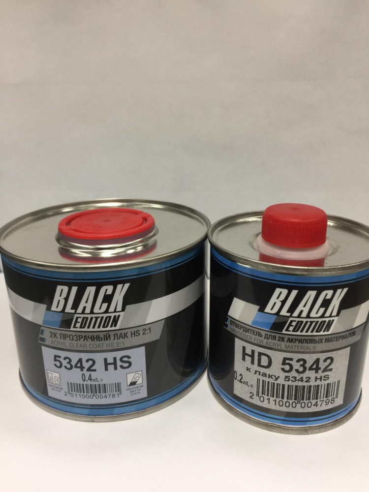 Лак HS 2К прозрачный МАКСТОР BE 5342 2:1 0,4л +Отвердитель 0,2л BE 5342 Black Edition КОМПЛЕКТ малый