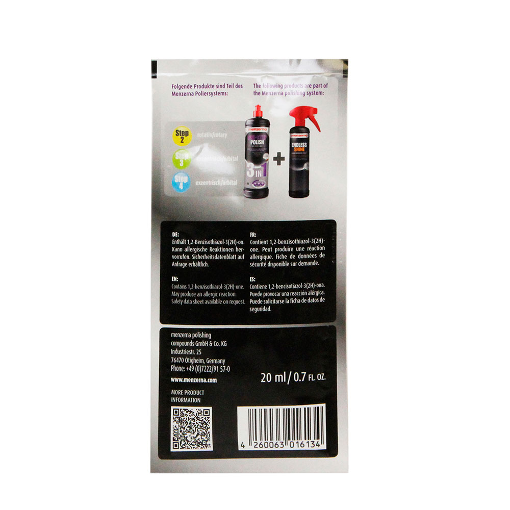 Паста полировальная МЕНЗЕРНА One step polish 3 in 1 универсал. среднеабразив САШЕ 20мл 22748.030.001