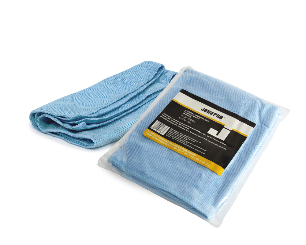 Салфетка ДЖЕТА MICROFIBER CLEANING полировальная многоразовая, микрофибровая, голубая, 320х360мм 