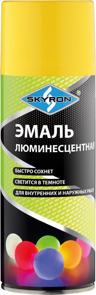 Эмаль люминисцентная АЭРО СКАЕРОН SR-55003 "ЖЕЛТО-ЗЕЛЕНОЕ СВЕЧЕНИЕ"  520 мл