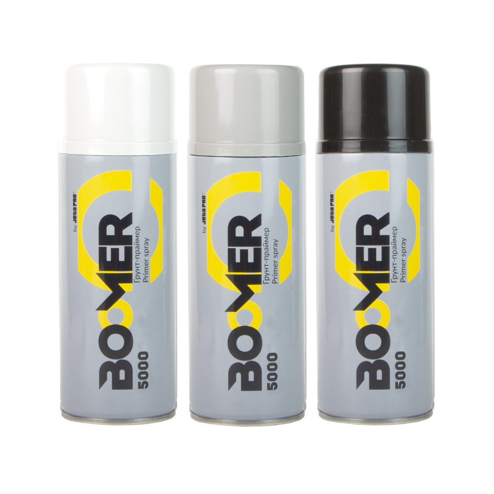 Грунт-праймер 1К, в АЭРОЗОЛЕ, серый, 400мл 5000 BOOMER