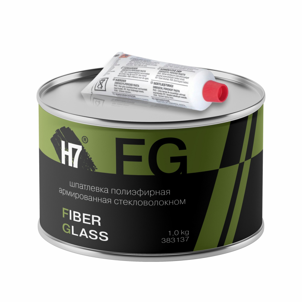 Шпатлевка полиэфирная армированная стекловолокном Fiber Glass 1кг 383137 Н7