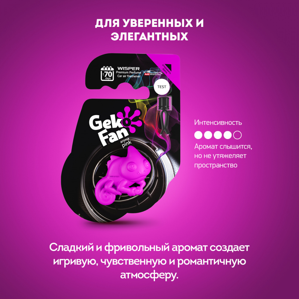 Ароматизатор-антистресс GekoFan автомобильный Pink (Розовый) WGFPI 