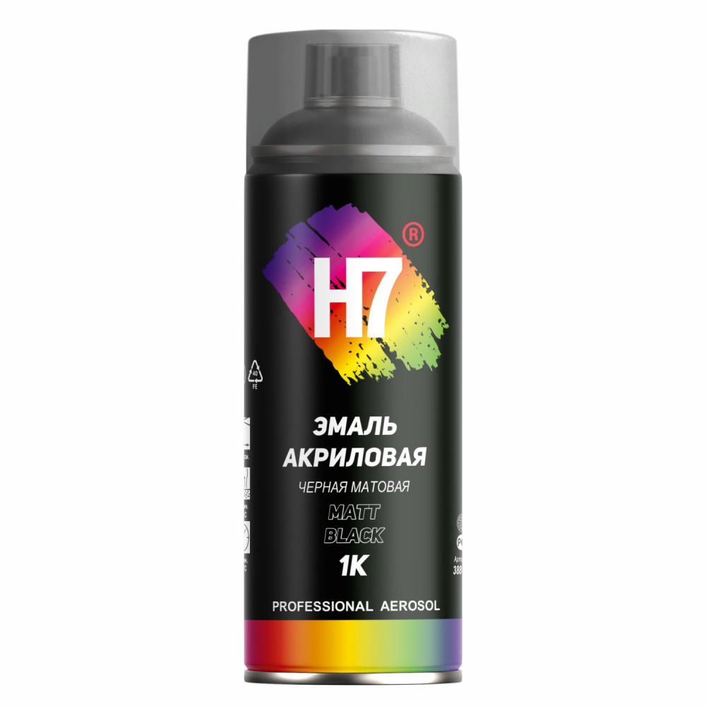 Эмаль акриловая 1К черная матовая аэрозоль 520 мл 388699 H7