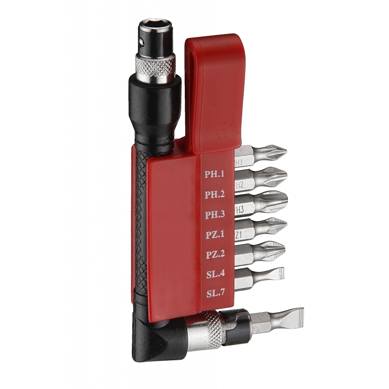F2081A 1/4" Г-образный комплект бит крестовых и шлицевых с отверткой 8предметов