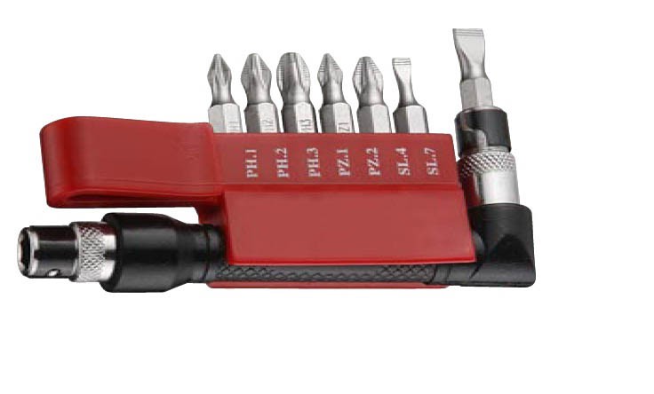 F2081C 1/4" Г-образная отвертка с комплектом бит крестовых и шлицевых 8предметов
