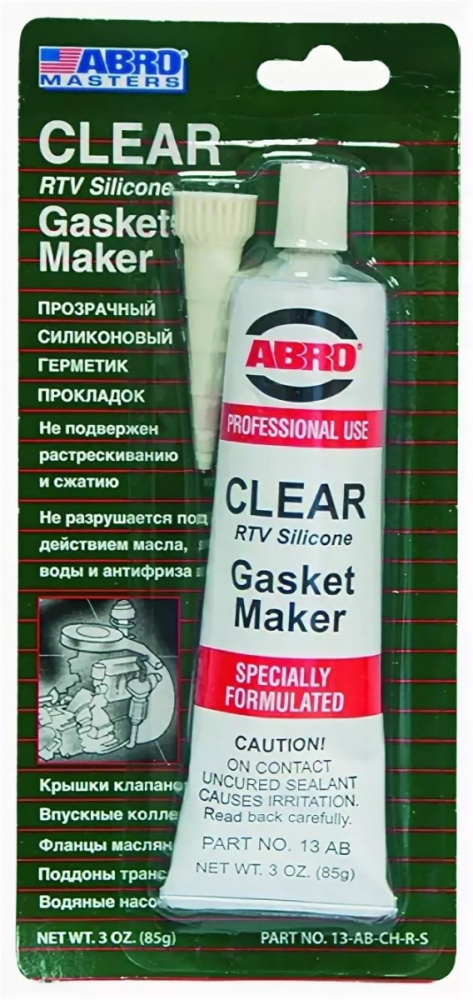 Герметик высокотемпературный АБРО прозрачный 85гр США СНЯТ