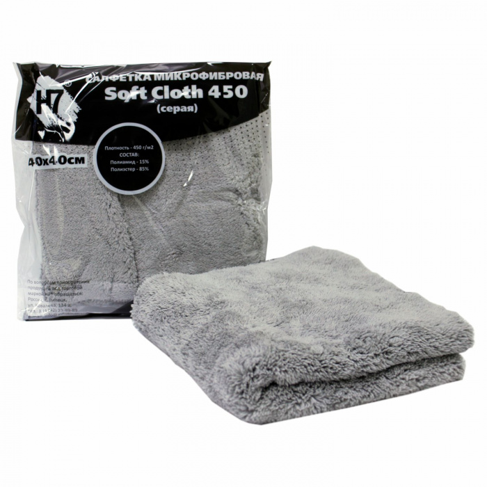 Салфетка микрофибровая Soft Cloth 450 40*40см серая 382598 H7