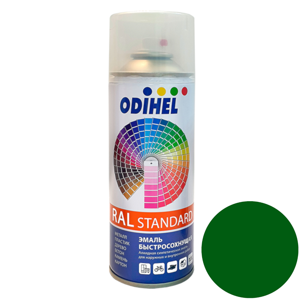 RAL6002 Зеленый АЭРО эмаль алкидная (520мл) ОДИХЕЛ 
