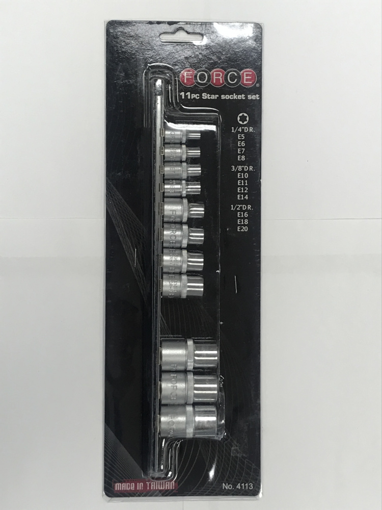 F4113 1/2" &3/8"&1/4" Набор головок Е-станд. 11пр.