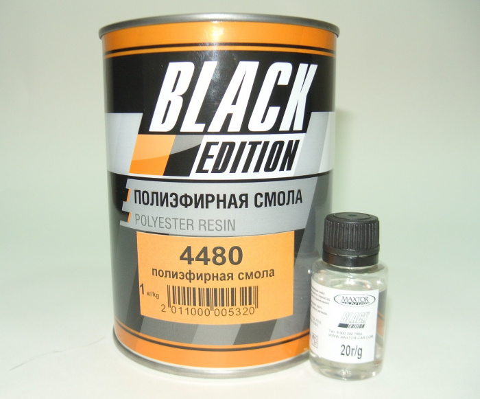 Смола полиэфирная (1кг+20г) 4480 МАКСТОР BLACK EDITION
