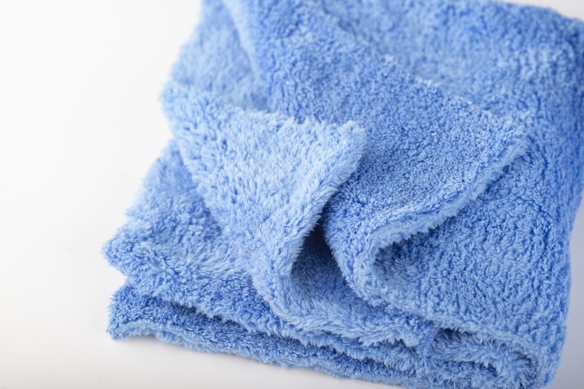 Полотенце синее, микрофибровое, GWMF-501 Coral fleece Microfiber towel 40x40cm, 500gsm