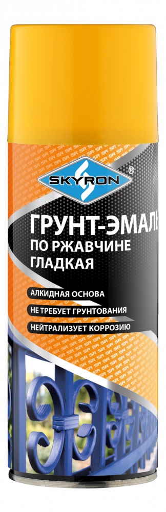 Грунт-эмаль по ржавчине СКАЕРОН "ЖЕЛТАЯ" (RAL 1018) (аэрозоль) 520 мл SR-61018 