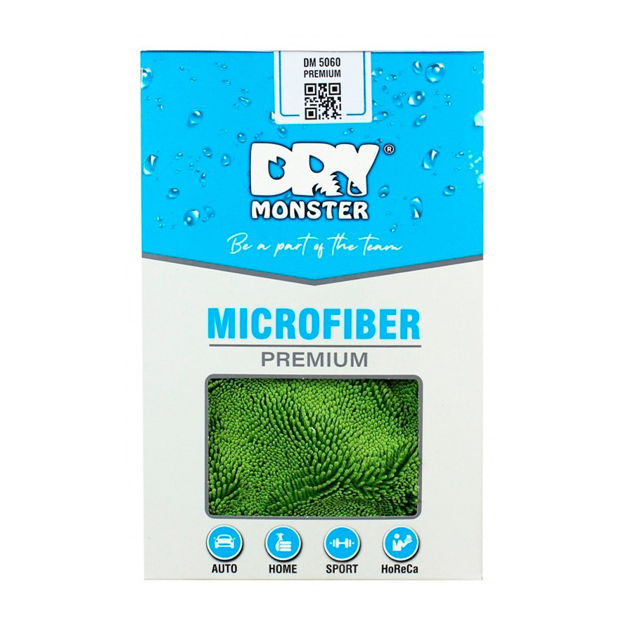 Полотенце для сушки, 50х60см зеленое 850гр.м DRY MONSTER PREMIUM DM5060PREMIUM
