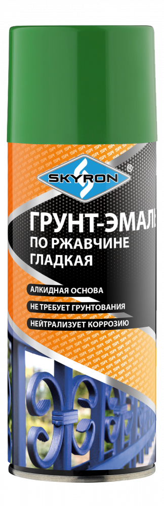 Грунт-эмаль по ржавчине СКАЕРОН "ТЕМНО-ЗЕЛЕНАЯ" (RAL 6002) (аэрозоль) 520 мл SR-66002