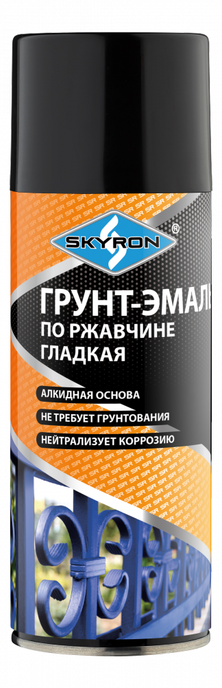 Грунт-эмаль по ржавчине СКАЕРОН "ЧЕРНАЯ" (RAL 9005) (аэрозоль) 520 мл SR-69005