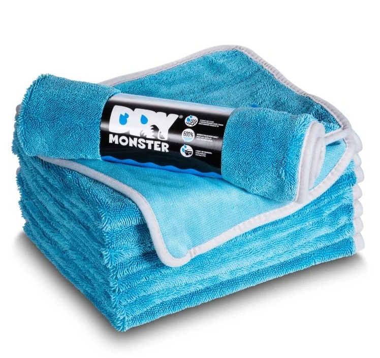 Микрофибра для сушки с оверлоком Голубая 55*75см 750гр/м DRY MONSTER TOWEL  TDT5575BL 