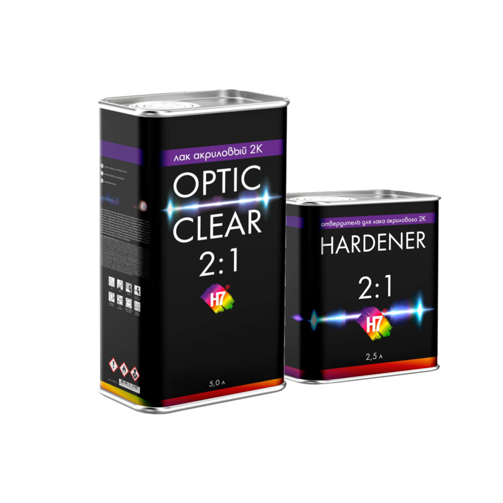 Лак акриловый 2К OPTIC CLEAR 2:1 5,0л 382550+отвердитель 2,5л 382574 H7