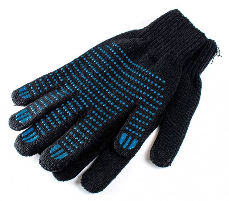 Перчатки ИВАНОВО ПВХ 7,5класс 7 нитей, серые/черные Люкс (1 пара)