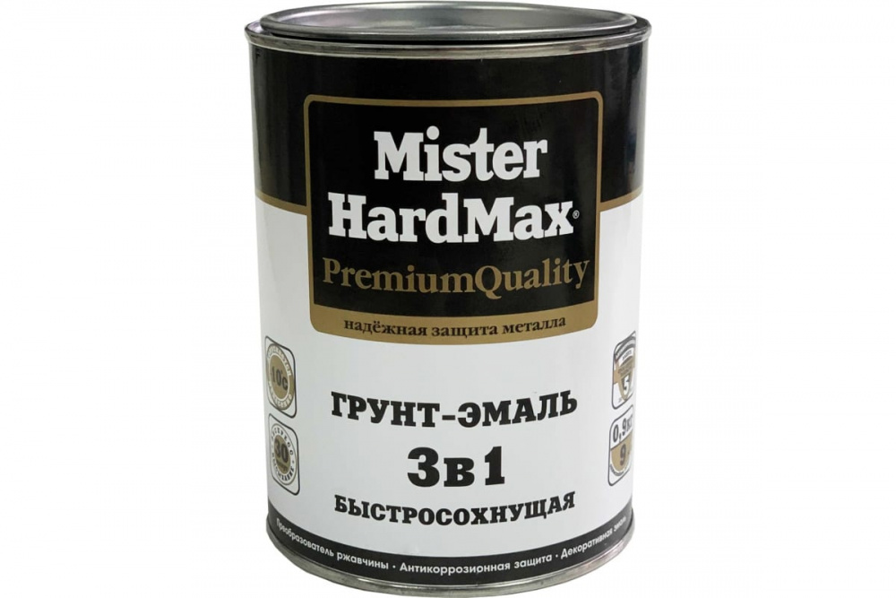 Грунт-эмаль "Mister HARDMAX" 3 в 1 быстросохнущая черная 1л (0,9кг) КВИЛ