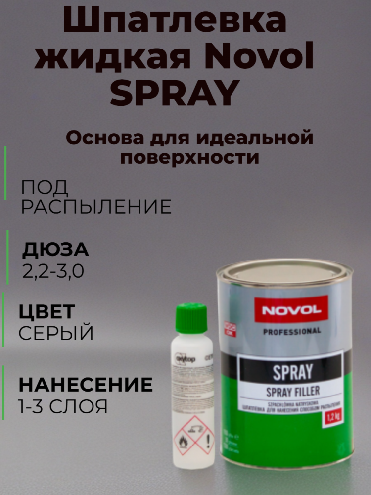 Шпатлевка ЖИДКАЯ SPRAY 1,2 кг НОВОЛ 1201  ЧЕСТНЫЙ ЗНАК